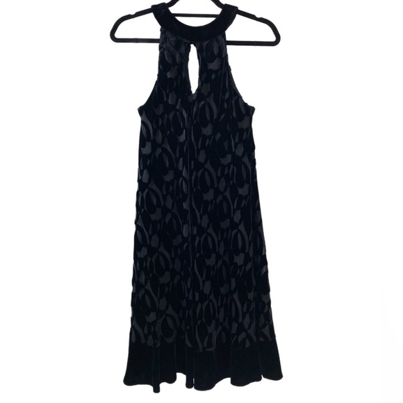 Muse burnout velvet mod 60s tent halter dress with ruffle hem - Picture 1 of 5